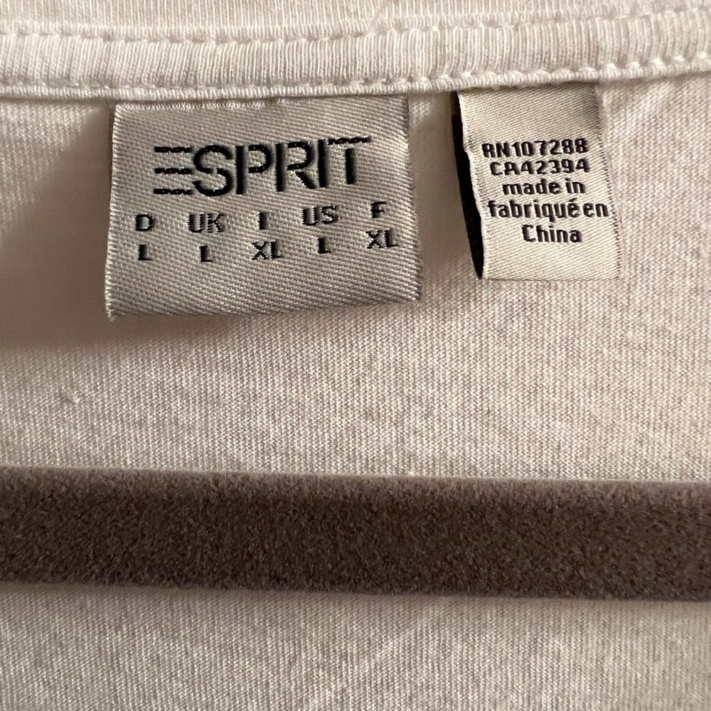 Esprit White Short Sleeve Ruffled Tee - Picture 2 of 5